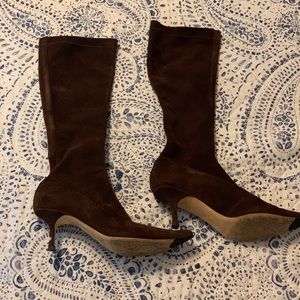 Jimmy Choo Stretch Suede Greta Luxe Boot, size 38